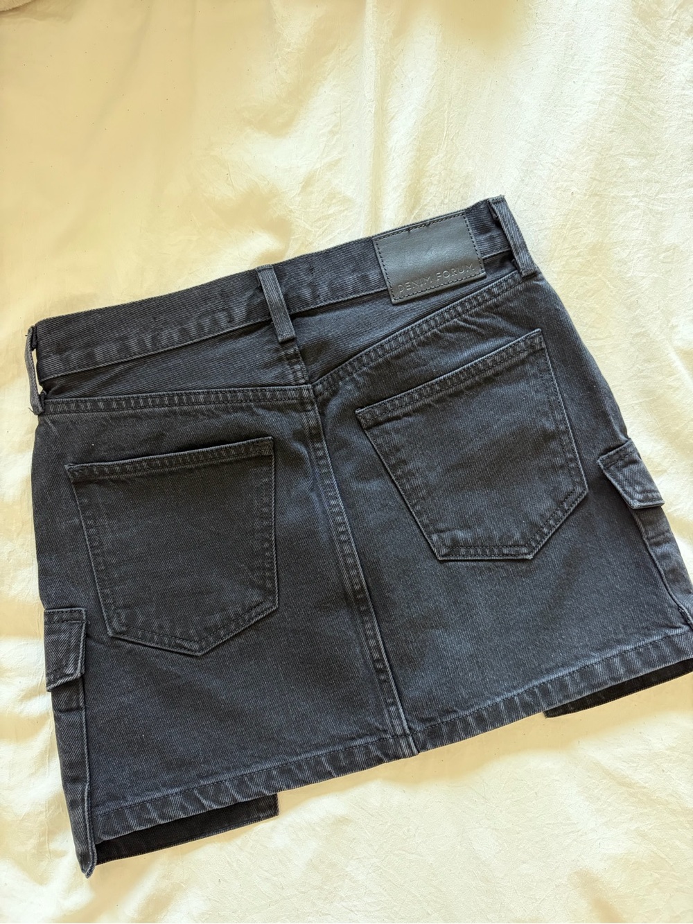 Denim Forum Black Cargo Mini Skirt with Snap Pockets - Picture 2 of 3